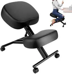Ergonomic Kneeling Chair, Meditation Chair with Height Adjustable and Cushion for Home and Office, Posture Office Stool with an Angled Seat and Casters Ergonomic Kneeling Chair, Meditation Chair with Height Adjustable and Cushion for Home and Office, Posture Office Stool with an Angled Seat and Casters