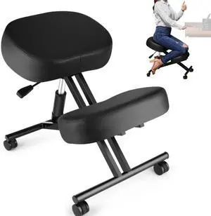Ergonomic Kneeling Chair, Meditation Chair with Height Adjustable and Cushion for Home and Office, Posture Office Stool with an Angled Seat and Casters Ergonomic Kneeling Chair, Meditation Chair with Height Adjustable and Cushion for Home and Office, Posture Office Stool with an Angled Seat and Casters