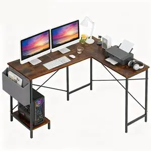 50 Inch L-Shaped Computer Desk,Gaming Desk with Durable Metal Frame,Corner Desk with Side Storage Bag & CPU Stand for Home Office Gaming Study,Brown 50 Inch L-Shaped Computer Desk,Gaming Desk with Durable Metal Frame,Corner Desk with Side Storage Bag & CPU Stand for Home Office Gaming Study,Brown