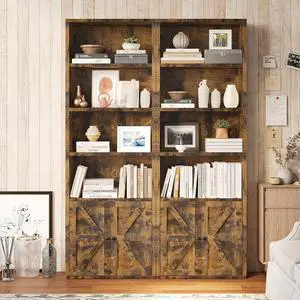 6-Tier Bookshelf and Bookcase Set of 2, Wooden Bookshelves with Cabinet Doors, Floor Bookshelves and Office Storage Cabinets for Home Office, Living Room (Brown 2 Pack, 6-Tier) 6-Tier Bookshelf and Bookcase Set of 2, Wooden Bookshelves with Cabinet Doors, Floor Bookshelves and Office Storage Cabinets for Home Office, Living Room (Brown 2 Pack, 6-Tier)