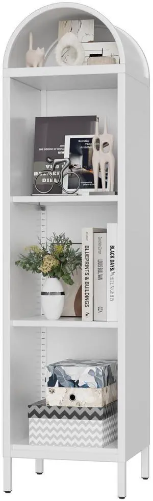 63" H Arch Display Bookcase with 2 Adjustable Shelves, Kitchen Pantry Storage Bookshelf for Dining Room, Home, Office, Kitchen, Study Room, Assembly Required, White 63" H Arch Display Bookcase with 2 Adjustable Shelves, Kitchen Pantry Storage Bookshelf for Dining Room, Home, Office, Kitchen, Study Room, Assembly Required, White