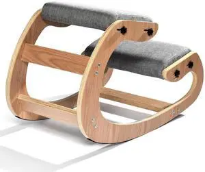 Kneeling Chair Ergonomic Posture Chair, Wood Adjustable Rocking Knee with Soft Padding, Natural Relief for Neck or Back Pain for Home Office, Max Load 300 lb - Gray Kneeling Chair Ergonomic Posture Chair, Wood Adjustable Rocking Knee with Soft Padding, Natural Relief for Neck or Back Pain for Home Office, Max Load 300 lb - Gray