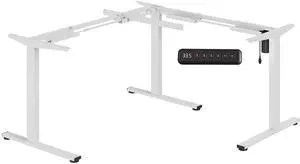 Electric Height Adjustable 3 Leg Corner Desk Frame, up to 220lbs, Sit Stand Ergonomic L Shaped Frame Only, White Electric Height Adjustable 3 Leg Corner Desk Frame, up to 220lbs, Sit Stand Ergonomic L Shaped Frame Only, White