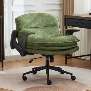 Criss Cross Chair with Flip-up Arms, Wide Criss Legged Chair with 3 Layer Cushion, Ergonomic Office Desk Chair with Wheels, Swivel Vanity Chair for Office, Living Room, Bedroom, Chenille Green Criss Cross Chair with Flip-up Arms, Wide Criss Legged Chair with 3 Layer Cushion, Ergonomic Office Desk Chair with Wheels, Swivel Vanity Chair for Office, Living Room, Bedroom, Chenille Green