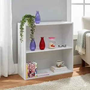 White Wood 2-Tier Shelf Bookcase Storage Organizer White Wood 2-Tier Shelf Bookcase Storage Organizer