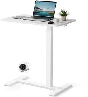 Rolling Teacher Standing Desk with Hidden Wheels,Pneumatic Mobile Laptop Table Height Adjustable Small Sit Standing Desk for Home Office,White Rolling Teacher Standing Desk with Hidden Wheels,Pneumatic Mobile Laptop Table Height Adjustable Small Sit Standing Desk for Home Office,White