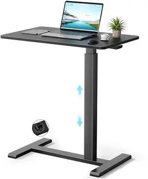 Mobile Standing Desk with Wheels,Pneumatic Laptop Desk Height Adjustable,Rolling Teacher Overbed Bedside Table for Home,Office,Classroom,Black Mobile Standing Desk with Wheels,Pneumatic Laptop Desk Height Adjustable,Rolling Teacher Overbed Bedside Table for Home,Office,Classroom,Black