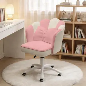 Home Office Desk Chair Swivel Rolling Vanity Chair with Silent Wheels and Comfortable Back, Adjustable Height Upholstered Computer Task Chair for Makeup, Bedroom Home Office Desk Chair Swivel Rolling Vanity Chair with Silent Wheels and Comfortable Back, Adjustable Height Upholstered Computer Task Chair for Makeup, Bedroom