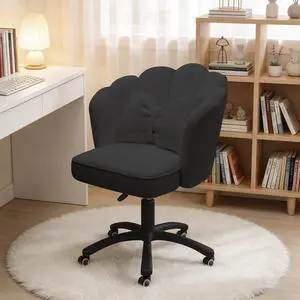 Home Office Desk Chair Swivel Rolling Vanity Chair with Silent Wheels and Comfortable Back, Adjustable Height Upholstered Computer Task Chair for Makeup, Bedroom Home Office Desk Chair Swivel Rolling Vanity Chair with Silent Wheels and Comfortable Back, Adjustable Height Upholstered Computer Task Chair for Makeup, Bedroom