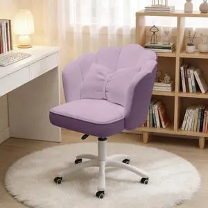 Home Office Desk Chair Swivel Rolling Vanity Chair with Silent Wheels and Comfortable Back, Adjustable Height Upholstered Computer Task Chair for Makeup, Bedroom Home Office Desk Chair Swivel Rolling Vanity Chair with Silent Wheels and Comfortable Back, Adjustable Height Upholstered Computer Task Chair for Makeup, Bedroom