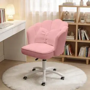 Home Office Desk Chair Swivel Rolling Vanity Chair with Silent Wheels and Comfortable Back, Adjustable Height Upholstered Computer Task Chair for Makeup, Bedroom Home Office Desk Chair Swivel Rolling Vanity Chair with Silent Wheels and Comfortable Back, Adjustable Height Upholstered Computer Task Chair for Makeup, Bedroom