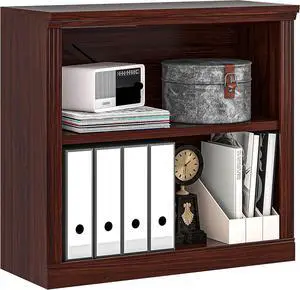 2-Tier Bookshelf Basic Book Case, Wooden Storage Shelves Rustic Floor Standing Bookshelves, D:12.8" x W: 29.5" x H: 28.2", Sturdy Display Cabinet for Living Room, Library, Office, Cherry 2-Tier Bookshelf Basic Book Case, Wooden Storage Shelves Rustic Floor Standing Bookshelves, D:12.8" x W: 29.5" x H: 28.2", Sturdy Display Cabinet for Living Room, Library, Office, Cherry