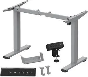 EN2 Standing Desk Frame with Clamp Power Strip and Cable Management Tray, Electric Sit Stand Desk Base with Memory Controller for Home and Office (Gray Frame Only) EN2 Standing Desk Frame with Clamp Power Strip and Cable Management Tray, Electric Sit Stand Desk Base with Memory Controller for Home and Office (Gray Frame Only)