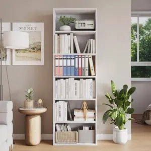 6 Tier Tall Wooden Bookcase, Open Standing Bookshelf Display Storage Shelves for Home Office 6 Tier Tall Wooden Bookcase, Open Standing Bookshelf Display Storage Shelves for Home Office