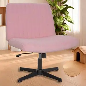 Criss Cross Chair, Armless Desk Chair no Wheels, Cross Legged Office Chair, Swivel Vanity Chair, Height Adjustable Wide Seat Computer Task Chair for Home Office (Pink) Criss Cross Chair, Armless Desk Chair no Wheels, Cross Legged Office Chair, Swivel Vanity Chair, Height Adjustable Wide Seat Computer Task Chair for Home Office (Pink)