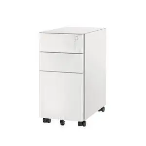 Slim 3 Drawer White File Cabinet with Lock, Mobile Metal Filing Cabinet on Wheels, Under Desk Storage Drawers for Home & Office, Letter Legal A4, White Slim 3 Drawer White File Cabinet with Lock, Mobile Metal Filing Cabinet on Wheels, Under Desk Storage Drawers for Home & Office, Letter Legal A4, White