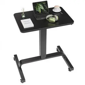 Height Adjustable Mobile Standing Desk with 360° Swivel Casters, 29"-45" Pneumatic Rolling Desk on Wheels, Perfect for Home Office, Bedroom, Living Room, Black Height Adjustable Mobile Standing Desk with 360° Swivel Casters, 29"-45" Pneumatic Rolling Desk on Wheels, Perfect for Home Office, Bedroom, Living Room, Black