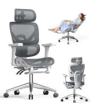 Ergonomic Office Chair, High Back Mesh Desk Chair, 350lbs Capacity, Lumbar Support, 3D Armrest Headrest, Footrest, PU Wheels, Swivel Computer Chair for Home Office, Work & Gaming Ergonomic Office Chair, High Back Mesh Desk Chair, 350lbs Capacity, Lumbar Support, 3D Armrest Headrest, Footrest, PU Wheels, Swivel Computer Chair for Home Office, Work & Gaming