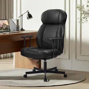 Ergonomic PU Leather Home Office Chair, High Back Executive Desk Chair with 5-Layer Cushion, 95-135° Reclining Back, Lumbar Support, Adjustable Height, 360° Swivel for Home Office Task, Black Ergonomic PU Leather Home Office Chair, High Back Executive Desk Chair with 5-Layer Cushion, 95-135° Reclining Back, Lumbar Support, Adjustable Height, 360° Swivel for Home Office Task, Black