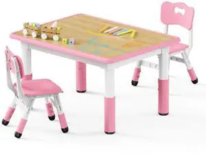 Adjustable Toddler Table and Chair Set, 31.5" L x 23.6" W Pink | Table Supports 300 lbs, Drawing Activity Desk, Classroom/Daycare/Home, Children Multi-Activity Table for Ages 3-8 Adjustable Toddler Table and Chair Set, 31.5" L x 23.6" W Pink | Table Supports 300 lbs, Drawing Activity Desk, Classroom/Daycare/Home, Children Multi-Activity Table for Ages 3-8