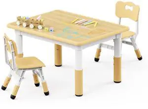 Adjustable Toddler Table and Chair Set, 31.5" L x 23.6" W Beige | Table Supports 300 lbs, Drawing Activity Desk, Classroom/Daycare/Home, Children Multi-Activity Table for Ages 3-8 Adjustable Toddler Table and Chair Set, 31.5" L x 23.6" W Beige | Table Supports 300 lbs, Drawing Activity Desk, Classroom/Daycare/Home, Children Multi-Activity Table for Ages 3-8