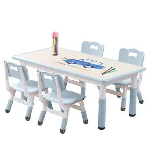 Kids Table and Chair Set for Toddlers - Adjustable Activity Center with Non-Slip Legs & Graffiti-Proof Surface Ages 3-12 Kids Table and Chair Set for Toddlers - Adjustable Activity Center with Non-Slip Legs & Graffiti-Proof Surface Ages 3-12