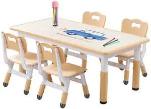 Kids Table and Chair Set for Toddlers - Adjustable Activity Center with Non-Slip Legs & Graffiti-Proof Surface Ages 3-12 Kids Table and Chair Set for Toddlers - Adjustable Activity Center with Non-Slip Legs & Graffiti-Proof Surface Ages 3-12