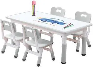 Kids Table and Chair Set for Toddlers - Adjustable Activity Center with Non-Slip Legs & Graffiti-Proof Surface Ages 3-12 Kids Table and Chair Set for Toddlers - Adjustable Activity Center with Non-Slip Legs & Graffiti-Proof Surface Ages 3-12