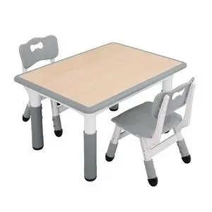 Kids Table and Chairs Set, Height Adjustable Toddler Activity Table with 2 Chairs, Plastic Study Desk for Drawing, Crafts, Reading, Snack Time and Playroom, Ages 2-10 Kids Table and Chairs Set, Height Adjustable Toddler Activity Table with 2 Chairs, Plastic Study Desk for Drawing, Crafts, Reading, Snack Time and Playroom, Ages 2-10