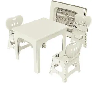 Foldable Table and Chair Set, Height Adjustable Portable Activity Table with 2 Folding Chairs, Indoor Outdoor Kids Adults Table Set for Study, Crafts, Camping, Picnic, Snacks, Small Spaces Foldable Table and Chair Set, Height Adjustable Portable Activity Table with 2 Folding Chairs, Indoor Outdoor Kids Adults Table Set for Study, Crafts, Camping, Picnic, Snacks, Small Spaces