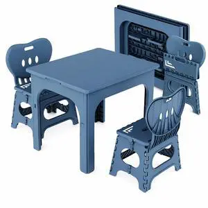 Foldable Table and Chair Set, Height Adjustable Portable Activity Table with 2 Folding Chairs, Indoor Outdoor Kids Adults Table Set for Study, Crafts, Camping, Picnic, Snacks, Small Spaces Foldable Table and Chair Set, Height Adjustable Portable Activity Table with 2 Folding Chairs, Indoor Outdoor Kids Adults Table Set for Study, Crafts, Camping, Picnic, Snacks, Small Spaces