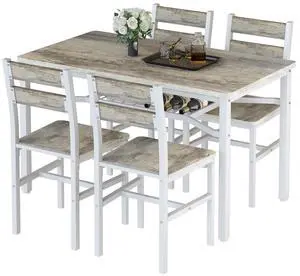 Dining Table Set for 4, Wood Kitchen Table Chairs Set with Storage, Farmhouse 5 Piece Dining Room Table Set, Space-Saving Dinette Set for Breakfast Nook, Apartment Dining Table Set for 4, Wood Kitchen Table Chairs Set with Storage, Farmhouse 5 Piece Dining Room Table Set, Space-Saving Dinette Set for Breakfast Nook, Apartment