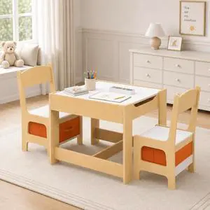 Kids Table and Chair Set, 4 in 1 Wooden Children Activity Table w/Storage, Reversible Deskboard, Blackboard, Detachable Tabletop for Toddlers Art Crafts, Playroom, Drawing, Reading Natural Kids Table and Chair Set, 4 in 1 Wooden Children Activity Table w/Storage, Reversible Deskboard, Blackboard, Detachable Tabletop for Toddlers Art Crafts, Playroom, Drawing, Reading Natural