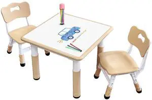 Kids Table & Chair Set with Adjustable Toddler-Safe Non-Slip Legs, Activity & Graffiti-Proof Desktop Ages 3-12 Kids Table & Chair Set with Adjustable Toddler-Safe Non-Slip Legs, Activity & Graffiti-Proof Desktop Ages 3-12