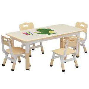 Kids Table and 4 Chairs Set, Height Adjustable Toddler Table and Chair Set for Ages 2-10, Graffiti Desktop, Non-Slip Legs, Arts & Crafts Table, Children Activity Table for Daycare Classroom Home Kids Table and 4 Chairs Set, Height Adjustable Toddler Table and Chair Set for Ages 2-10, Graffiti Desktop, Non-Slip Legs, Arts & Crafts Table, Children Activity Table for Daycare Classroom Home