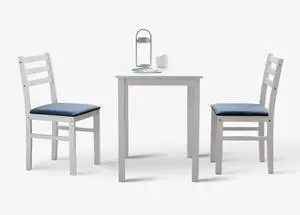 Seattle 3-Piece Wooden Dining Table Set for 2, Modern Farmhouse Kitchen Dining Room Set with Solid Wood Ladder Back Chairs for Small Space (White) Seattle 3-Piece Wooden Dining Table Set for 2, Modern Farmhouse Kitchen Dining Room Set with Solid Wood Ladder Back Chairs for Small Space (White)