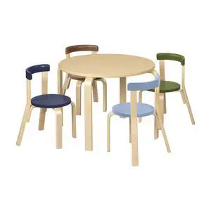 Bentwood Table and Curved Back Chair Set, Kids Furniture, Earthtone, 5-Piece Bentwood Table and Curved Back Chair Set, Kids Furniture, Earthtone, 5-Piece