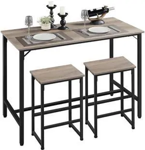 3 Piece Dining Table Set, 47.5" Industrial Pub Table Set, Counter Height Kitchen Table with Bar Stools Set of 2, for Small Space, Apartment 3 Piece Dining Table Set, 47.5" Industrial Pub Table Set, Counter Height Kitchen Table with Bar Stools Set of 2, for Small Space, Apartment