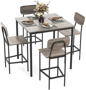 Counter Height Dining Table Set, Bar Table and Chairs, Pub Table and Chairs Set of 4, Space-Saving Dinette Set for Breakfast Nook Counter Height Dining Table Set, Bar Table and Chairs, Pub Table and Chairs Set of 4, Space-Saving Dinette Set for Breakfast Nook