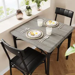 Dining Table Set for 2, Kitchen Table and Chairs for 2 with Upholstered Chairs, 3 Piece Dining Room Table Set, Square Kitchen Table Set for Small Space, Apartment, Studio, Rustic Gray Dining Table Set for 2, Kitchen Table and Chairs for 2 with Upholstered Chairs, 3 Piece Dining Room Table Set, Square Kitchen Table Set for Small Space, Apartment, Studio, Rustic Gray