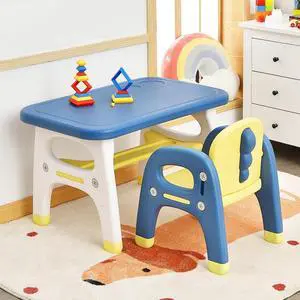 Toddler Table and Chair Set, Cute Activity Table with Storage and Building Blocks, Dinosaur Shaped Armchair, Kids Table and Chair Set for Eating Reading Playing, Gift for Boys Girls (Blue) Toddler Table and Chair Set, Cute Activity Table with Storage and Building Blocks, Dinosaur Shaped Armchair, Kids Table and Chair Set for Eating Reading Playing, Gift for Boys Girls (Blue)