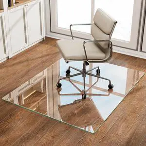 32"x54" Tempered Glass Desk Chair Mat for Carpet, Glass Office Chair Mat - 5mm Thickness, Smooth Rolling, Scratch-Resistant, Clear Protective Mat for Hardwood Floors & Carpets 32"x54" Tempered Glass Desk Chair Mat for Carpet, Glass Office Chair Mat - 5mm Thickness, Smooth Rolling, Scratch-Resistant, Clear Protective Mat for Hardwood Floors & Carpets