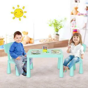 Kids Table and Chairs, 3-Piece Children Activity Table for Drawing, Reading, Art Craft, Snack Time, Lightweight Plastic Toddler Table and Chair Set for Playroom, Daycare, Kindergarten (Green) Kids Table and Chairs, 3-Piece Children Activity Table for Drawing, Reading, Art Craft, Snack Time, Lightweight Plastic Toddler Table and Chair Set for Playroom, Daycare, Kindergarten (Green)