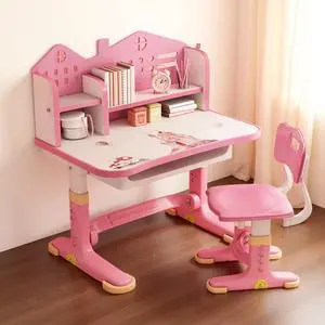 Kids Desk and Chair Set, Kids Functional Desk and Chair Set for Kids 6-12, Height Adjustable Children Study Desk, Upgraded Writing Study Table, Suitable Gift for Girls Boys (Pink) Kids Desk and Chair Set, Kids Functional Desk and Chair Set for Kids 6-12, Height Adjustable Children Study Desk, Upgraded Writing Study Table, Suitable Gift for Girls Boys (Pink)