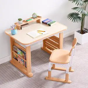 Kids Desk and Chair Set, Height Adjustable Kids Table and Chairs, Study Table for 3-12 Years Boy and Girl, Student Writing Desk with Side Bookshelf and Storage for Bedroom/Study Room/School Kids Desk and Chair Set, Height Adjustable Kids Table and Chairs, Study Table for 3-12 Years Boy and Girl, Student Writing Desk with Side Bookshelf and Storage for Bedroom/Study Room/School