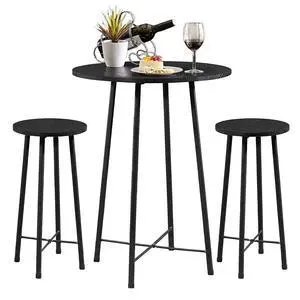 3 Piece Pub Table and Chairs Sets Counter Height Bistro Bar Sets with 2 Barstools for Kitchen Breakfast Nook, Small Space, Apartment, Breakfast Dinner Restaurant, Black 3 Piece Pub Table and Chairs Sets Counter Height Bistro Bar Sets with 2 Barstools for Kitchen Breakfast Nook, Small Space, Apartment, Breakfast Dinner Restaurant, Black