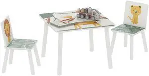 3-Piece Toddler Table and Chair Set, Kids Table and Chairs Set Furniture with Animal Pattern for Boys and Girls Aged 3-8, Bedroom, Nursery, Playroom, Green 3-Piece Toddler Table and Chair Set, Kids Table and Chairs Set Furniture with Animal Pattern for Boys and Girls Aged 3-8, Bedroom, Nursery, Playroom, Green