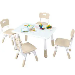 Toddler Table and Chair Set for Ages 3-8, Adjustable Kids Table and Chairs for Reading,Drawing, Eating, Children Activity Table with Graffiti Tabletop for Daycare/Classroom/Home/Preschool Toddler Table and Chair Set for Ages 3-8, Adjustable Kids Table and Chairs for Reading,Drawing, Eating, Children Activity Table with Graffiti Tabletop for Daycare/Classroom/Home/Preschool