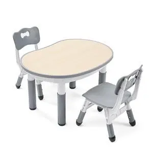 Kids Round Activity Table and Chairs Set, Height Adjustable Plastic Children Art Desk with 2 Seats, Kids Set Table Set Kids Round Activity Table and Chairs Set, Height Adjustable Plastic Children Art Desk with 2 Seats, Kids Set Table Set