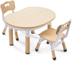 Kids Round Activity Table and Chairs Set, Height Adjustable Plastic Children Art Desk with 2 Seats, Kids Set Table Set Kids Round Activity Table and Chairs Set, Height Adjustable Plastic Children Art Desk with 2 Seats, Kids Set Table Set